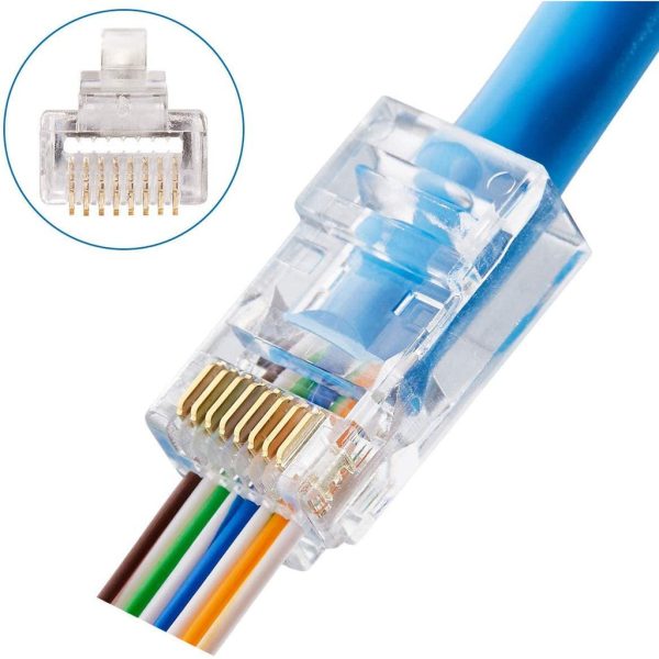 Rj45 Pass-Through Network Cable Connector cat 6