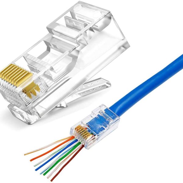 Rj45 Pass-Through Network Cable Connector cat 5e