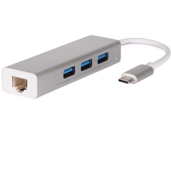 USB 3.1 Type C USB-C to 3-Port USB 3.0 Hub with RJ45 Gigabit Ethernet LAN Network Adapter