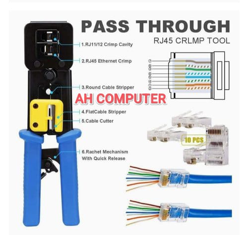 RJ45 Crimping Tool Ethernet Crimper for Cat6 Cat5 / RJ45 Pass Through Crimping tools (Only Crimper)