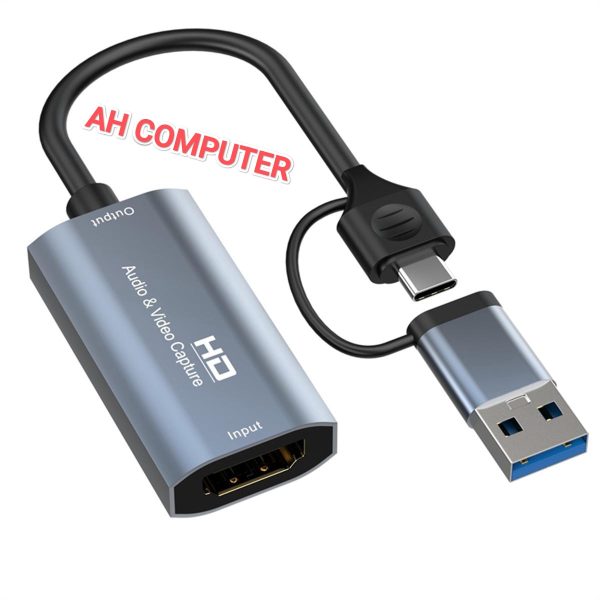 4K HDMI to USB-C and USB-A video and Audio capture card HDMI Video Capture Card, USB 3.0 Game Capture Card 1080P Capture Adapter for Streaming, Teaching, Video Conference or Live