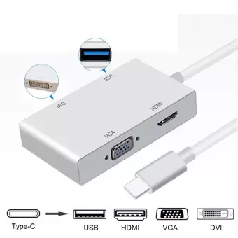 USB-Type C to VGA, DVI, HDMI and USB Adapter ( 4 in 1 )