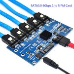 Controller Card Motherboard Sata Expansion Card 1 To 5 Port Sata3.0 6Gbps Multiplier Sata Port Riser Card Adapter For Computer