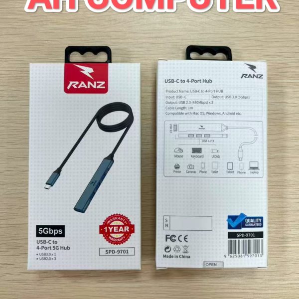 Type C to USB HUB 4 Port RANZ SPD 9701
