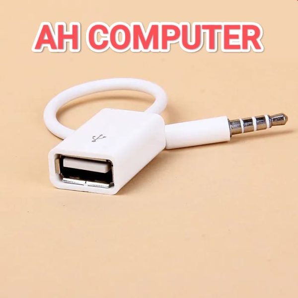 USB Female to 3.5mm Male Audio Video Converter for Car and Headphone
