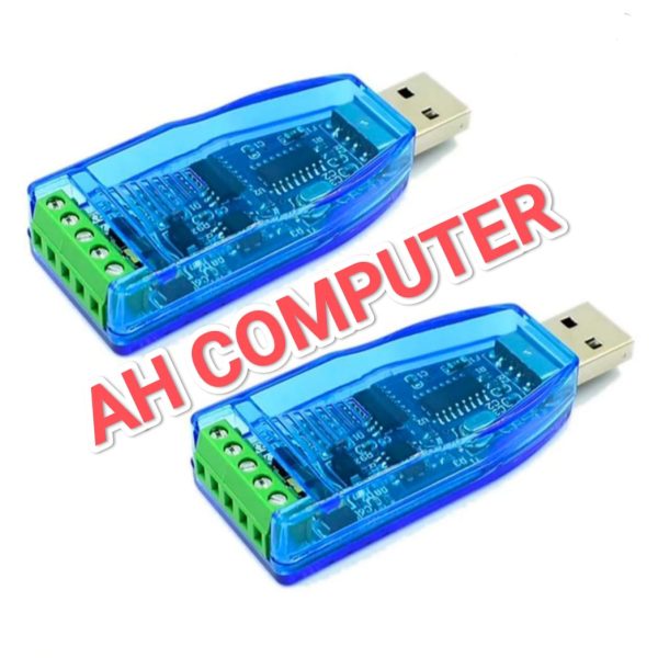 USB to RS485 Converter / Adapter Module a Transparent Blue Plastic Casing.