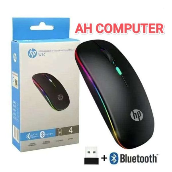 HP W10 dual-mode wireless Rechargeabale Bluetooth Mouse and RGB Lighting