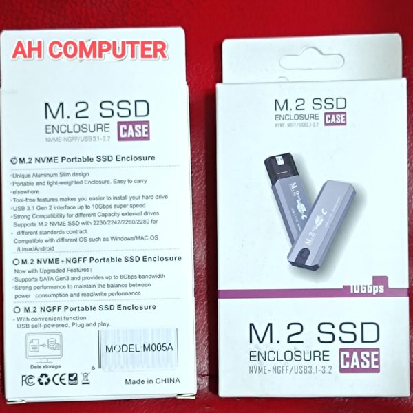 M.2 SSD Case Enclosure Dual Support NVME + NGFF Portable / USB 3.1-3.2
