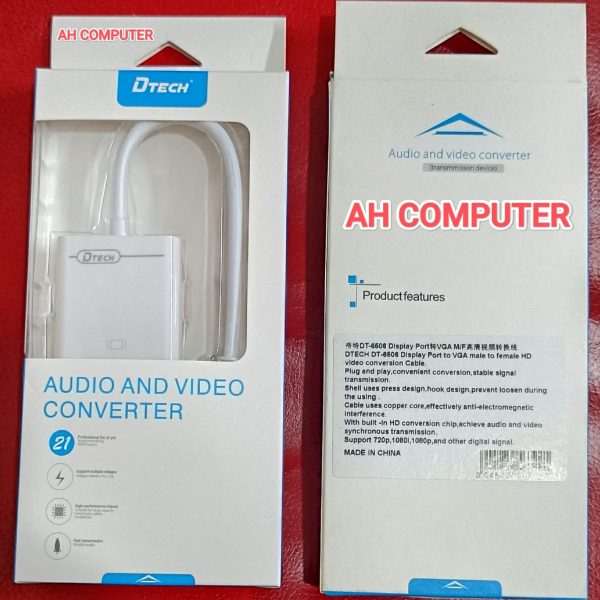 DTECH DT 6506 Display Port to VGA Male to Female HD Audio Video Conversion and Converter Cable