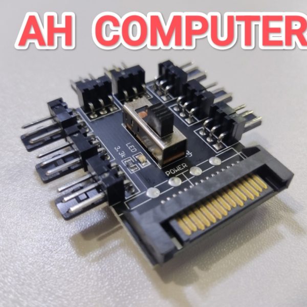 1-to-8 way 3-pin cooling fan hub with a SATA power connector / Multi Way Splitter Cooler Cooling Fan Hub PC Computer 12V Power Socket