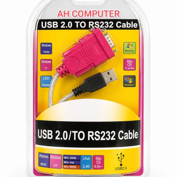 USB 2.0 to RS232 (DB9 9-pin serial) converter adapter cable