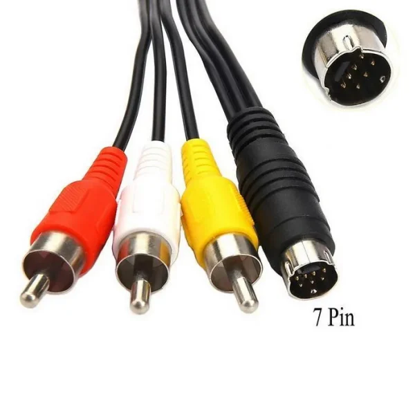 S-Video 7 pin Male to AV / 3RCA Male video cable